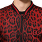 Red Leopard Print Full Zip Bomber Men Jacket