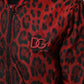 Red Leopard Print Full Zip Bomber Men Jacket
