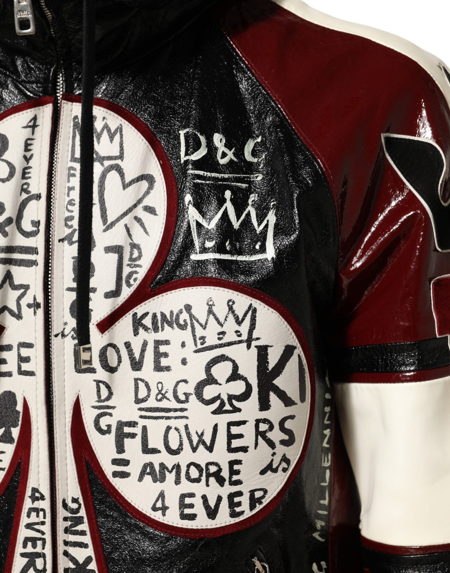 Multicolor Hooded Leather DG King Men Biker Jacket
