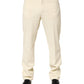 Beige Corduroy Cotton Straight Men Trouser Pants