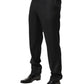 Black Wool Mid Waist Dress Men Trouser Pants