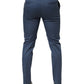 Blue Cotton Mid Waist Dress Men Trouser Pants
