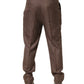 Brown Wool Mid Waist Dress Trouser Pants