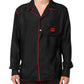 Black Red Contrast Trim Silk Casual Shirt
