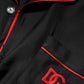 Black Red Contrast Trim Silk Casual Shirt