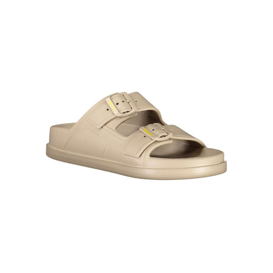 Beige Polyurethane Women Slipper