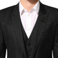 Black MARTINI 2 Buttons Suit 3 Piece Suit