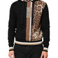 Black Leopard Logo Hooded Sweatshirt Sweater