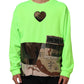 Green Patchwork Heart Men Sweatshirt Sweater