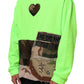 Green Patchwork Heart Men Sweatshirt Sweater