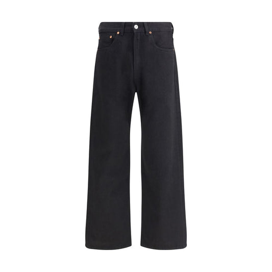 Black Cotton Straight-Leg Jeans