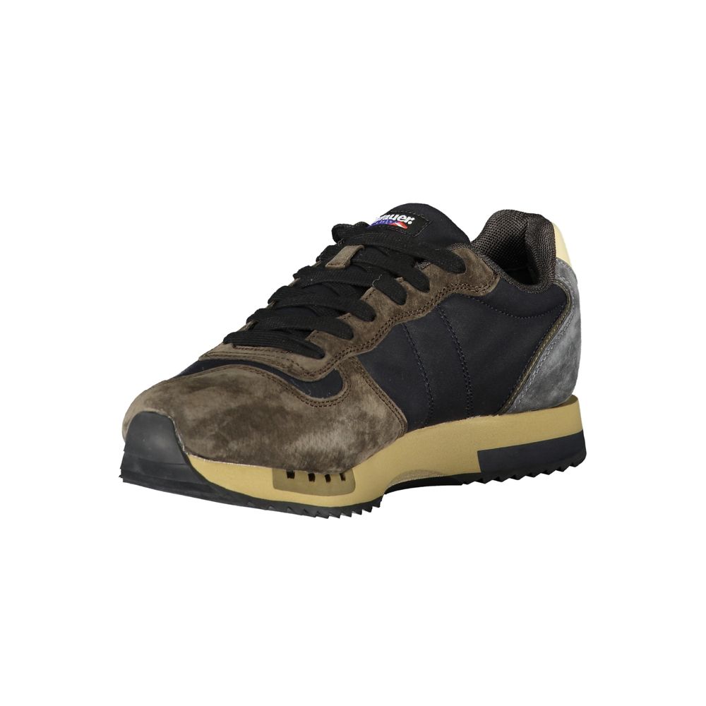 Blue Polyurethane Men Sneaker