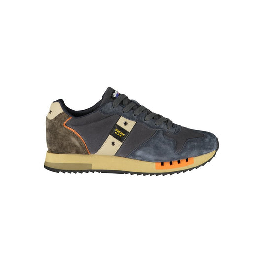 Blue Polyurethane Men Sneaker