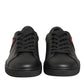 Black Leather Crystal Heart Sneakers  Shoes
