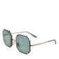DG2216 Gold Square Frame Green Lens Shades Sunglasses