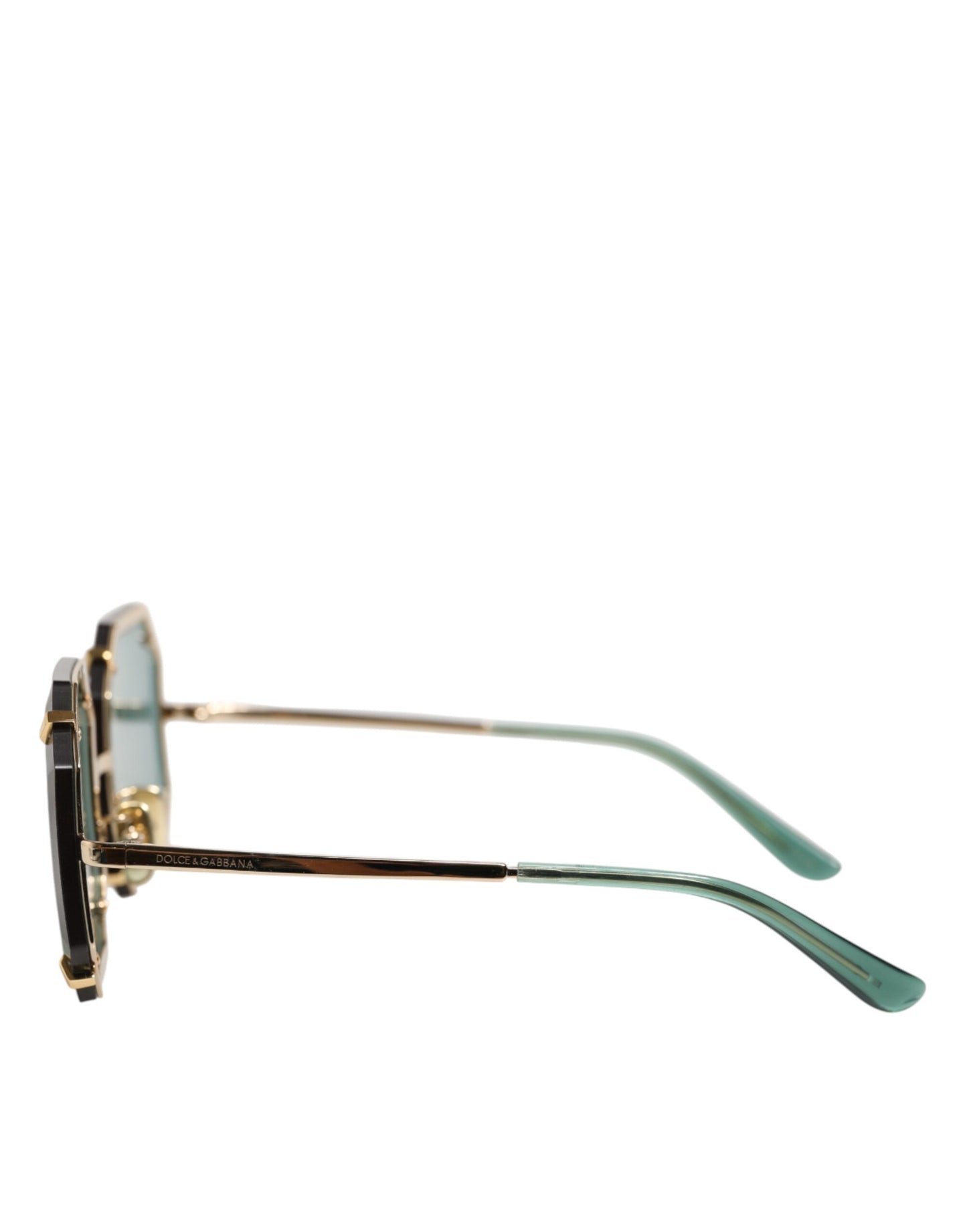 DG2216 Gold Square Frame Green Lens Shades Sunglasses