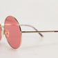 Pink Gold Metal Round Shades Eyewear Sunglasses
