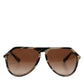 Brown Full Rim Acetate Pilot Eyewear Sunglasses