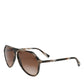 Brown Full Rim Acetate Pilot Eyewear Sunglasses