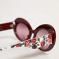 Floral Printed Acetate Oval Eyewear Sunglasses