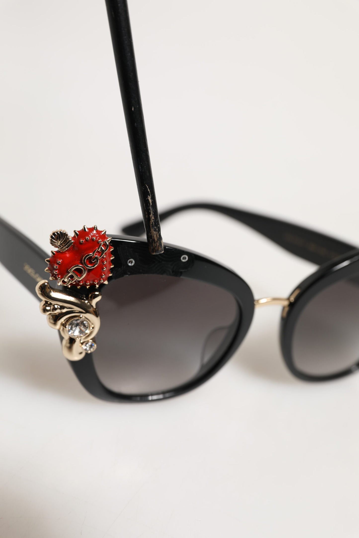 DG4319F Red Sacred Heart Crystal Butterfly Sunglasses