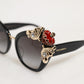 DG4319F Red Sacred Heart Crystal Butterfly Sunglasses