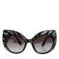 Black Silver Sequin Butterfly Polarized Sunglasses