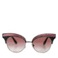 Black Pink Mirrored Cat Eye Sequined Sunglasses