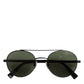 Matte Black Steel Frame Gray Lens Sunglasses