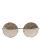 DG2215K Silver Metal Round Shades Eyewear Sunglasses