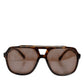 Dark Brown Tortoise Shell Pilot Frame Sunglasses