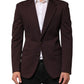 Maroon Cotton 2 Buttons Suit Jacket Blazer