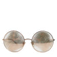 Rose Gold Plated Round Lenses Shades Eyewear Sunglasses