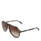 Modified Aviator Striped Brown Acetate Gradient Sunglasses