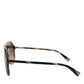 Modified Aviator Striped Brown Acetate Gradient Sunglasses