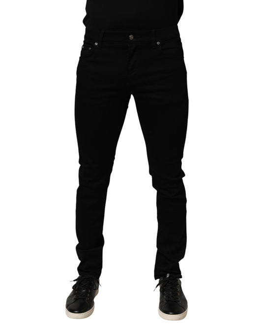 Black Cotton Stretch Slim Fit Men Denim Jeans