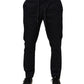 Black Mid Waist Drawstring Men Jogger Pants