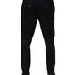 Black Mid Waist Drawstring Men Jogger Pants