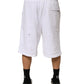 White Distressed Cotton Men Bermuda Shorts