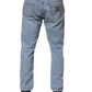 Blue Cotton Distressed Slim Fit Denim Jeans
