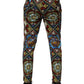 Multicolor Stained Glass Window Style Print Men Pants