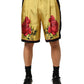 Yellow Floral Print Silk Men Bermuda Shorts