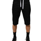 Black Cotton Stretch Men Bermuda Shorts
