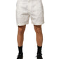 White Cotton Mid Waist Men Bermuda Shorts