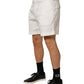 White Cotton Mid Waist Men Bermuda Shorts