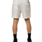 White Cotton Mid Waist Men Bermuda Shorts