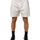 White Cotton Mid Waist Men Bermuda Shorts