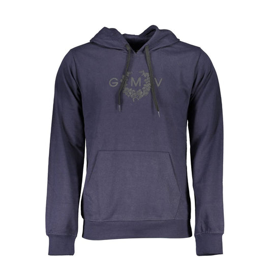 Blue Cotton Men Hoodie