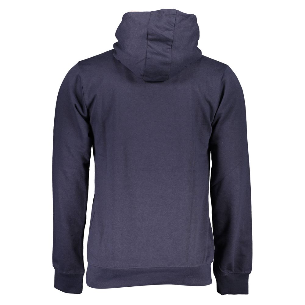 Blue Cotton Men Hoodie