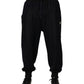 Black Cotton Blend Drawstring Jogger Jogger Pants